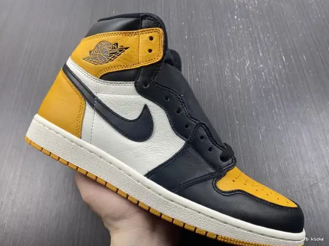 Cheap TBK Yellow Air OG 1 High 555088-711 Toe Jordan 0602